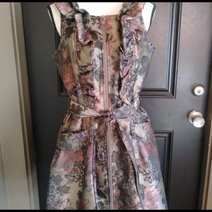 Samuel Dong ruffle collar sleeveless dress sz M